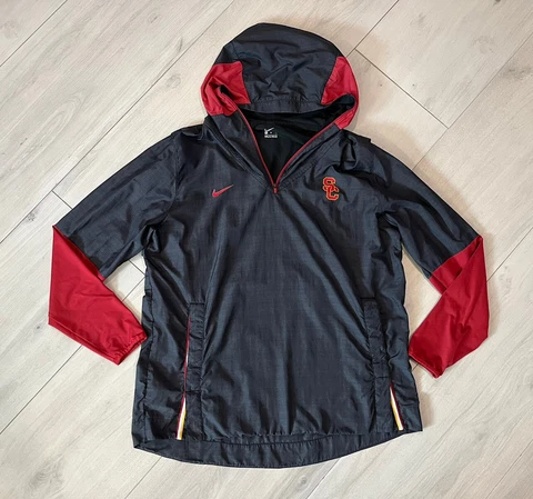 Nike USC Trojans Windbreaker Jacket Quarter Zip Hoodie Pockets Men’s Size XL Cover
