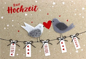 Hochzeitskarte Handarbeit Filz Karte Glückwunschkarte Hochzeit Grußkarte Spruch - Bild 1 von 7