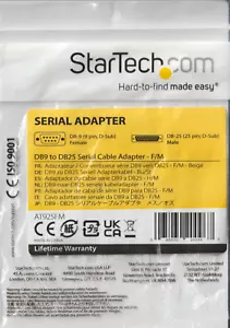 StarTech.com DB9(F) to DB25(M) Serial Adaptor - Highest Quality A+ !! - LOT OF 2 - Picture 1 of 3