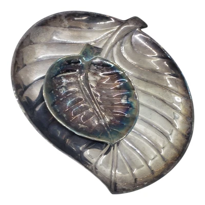 Vintage International Silver Company Leaf Candy Dish Tray Set Silverplate 8192 - Image 1 of 4