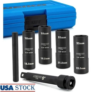 1/2 Inch Metric Impact Socket Set Heavy Duty Chrome Molybdenum W/ Knockout Bar - Picture 1 of 23