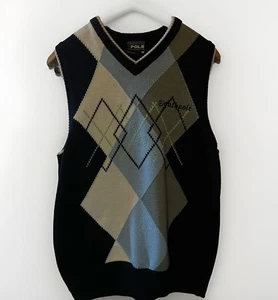 Vintage South Pole Men’s Size Medium Blue Tan Argyle Sweater Vest - Picture 1 of 4