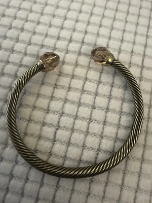 Touchstone Crystal With A Twist Antique Cuff Bracelet Oxidized Brass Plated NEW - Image 1 of 4