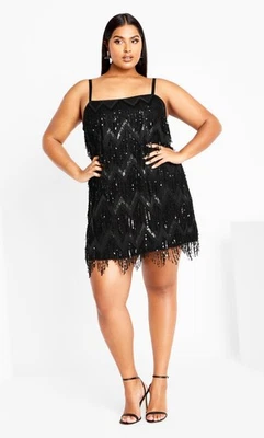 CITY CHIC Sequin Fever Dress in Black Plus Size Small / 16 NWT [RRP $159.95] - image 1 of 4