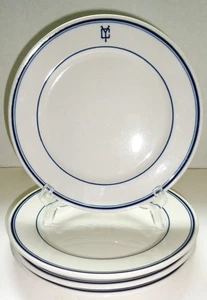 Shenango China Dinner Luncheon Plate Blue Band Stripe White Restaurant Ware (4) - Picture 1 of 5