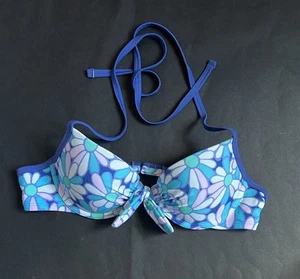 Aerie Bridget Blue & Purple Floral Underwire Padded Bikini Top. Size 34A - Picture 1 of 6