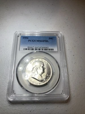 1954 Franklin Half Dollar PCGS MS 64 FBL! - Image 1 of 2