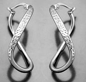 925 ECHT SILBER, rhodiniert*** Creolen Ohrringe 30 mm oval geschwungen - Picture 1 of 7