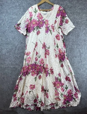 Vintage Nostalgia Dress Women XL Pink Lace Romantic 90s Boho Cottagecore Crochet - Image 1 of 4