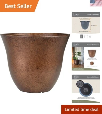 15英寸仿旧铜花盆-轻质防紫外线适用于所有植物 — 第 1/4 张图片