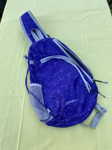 Eddie Bauer RipStop Shoulder Sling Crossbody Bag Purple Scribble Hiking Daypack - Picture 1 of 6