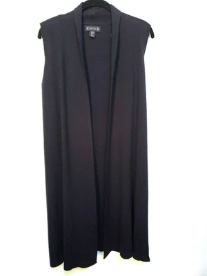 Nanette Lepore Long Black Sleeveless Knit Cardigan Vest Women's Sz M - Image 1 of 4