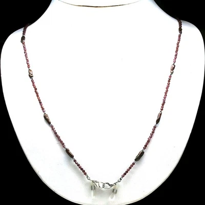 925 Silver Golden Brown Pearl, Rhodolite & Beads Mask Chain Necklace Holder 29in - Image 1 of 4