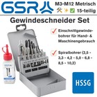 GSR Gewindebohrer 15tlg Spiralbohrer Gewindeschneider Set + Gewindeschneidmittel