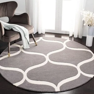 New Handmade Gray Round Rug 3x3, 4x4, 5x5, 6x6, 7x7, 8x8, 9x9, 10x10 - Picture 1 of 3