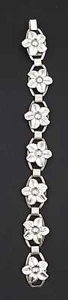 Pulsera Munksgaard Dinamarca Art Deco Flores #270 Esterlina Panel Eslabones Años 70 - Imagen 1 de 9