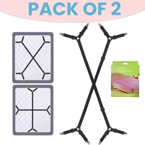 JONTOM LTD Bed Sheet Clips | Adjustable Triangle Straps | Non-Slip Holders 2-Pk - Picture 1 of 7