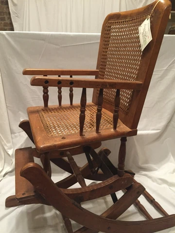 ANTIQUE OAK CHILD’S WICKER HIGH CHAIR - CONVERTS TO ROCKER CIRCA 1900 Cover