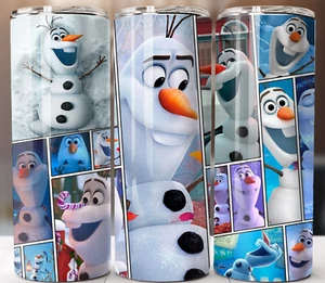 Olaf Frozen 20oz Collage Tumbler Travel Mug Stainless Steel Cup Straw - Picture 1 of 6