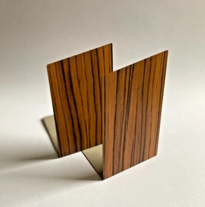 Bookends Metal Wood Effect 60s 70s Mid Century Vintage Book Holder - Picture 1 of 5