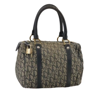 Christian Dior Trotter Canvas Hand Bag Canvas Navy Gold Auth 104733 - Picture 1 of 24