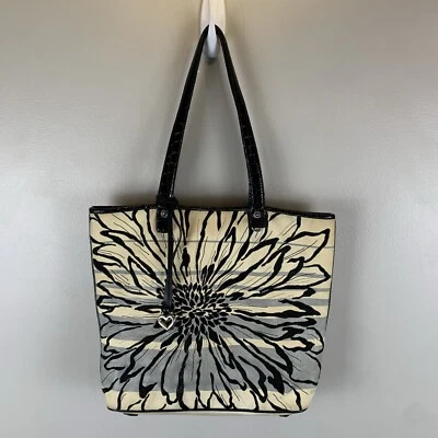 Bolso de Mano Brighton Graham Bordado Negro Blanco Plateado Lona/Cuero *Amarillento* Foto 1 de 4