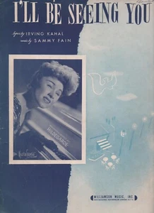 I'll Be Seeing You Sheet Music Hildegarde Sammy Fain Irving Kahal 1938 Vintage - Picture 1 of 1