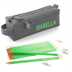 Astuccio Portamatite Personalizzato Grigio Marna con 12 Matite Stampate con Gomme - Come Nuovo - Foto 1 di 7