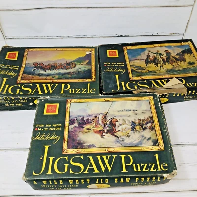 Lote de 300 rompecabezas Jaymar Wild West Custer's Last Stand vaqueros caballos Foto 1 de 4