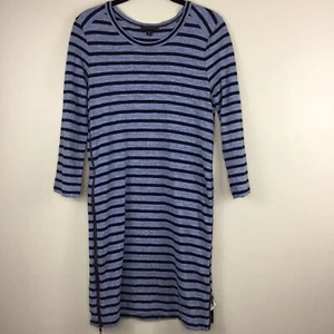 Camiseta Suéter Vestido J Crew Azul Rayas Manga Larga Cremalleras Laterales Talla XS - Imagen 1 de 1
