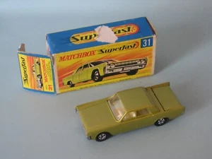 Lesney Matchbox 31 Lincoln Continental Light Green Body Boxed Superfast England. - Bild 1 von 4