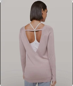 Lululemon Unity Drop Back Sweater Pink Blush Sz 10 Cashmere Blend - Picture 1 of 7