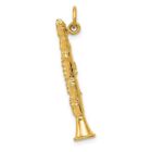 Gift for Mothers 14K Yellow Gold 3-D Clarinet CharmPendant 1.98g L-30mm W-6mm