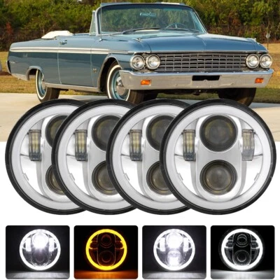 4pcs 5.75" LED Headlights Hi/Lo DRL For 1958-1975 Oldsmobile Delta-88 Cutlass - Image 1 of 4