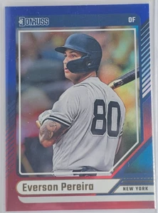 Everson Pereira Red Blue Foil Rookie RC 2024 Donruss Card #91 New York Yankees - Picture 1 of 2