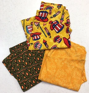 Lularoe Leggings TC Yoga Pants 3pc Lot Yellow 4th of July Hat Floral Chain NWOT - Picture 1 of 4