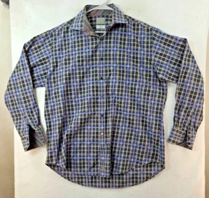 TD Thomas Dean Gray Plaid Long Sleeve Button Up Shirt Mens XL - Picture 1 of 7