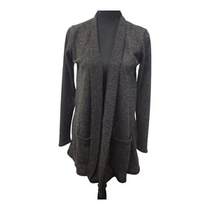 Cárdigan gris manga larga con bolsillos talla pequeña The Zig Zag a rayas para mujer - Imagen 1 de 6