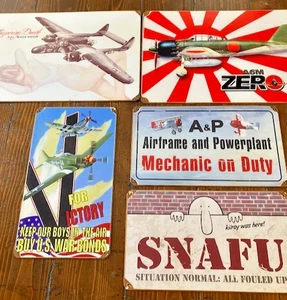 WWII Airplane Metal Signs Vintage Style Wall Decor Pick & Choose Design 2 Sizes - Picture 1 of 8