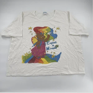 Vintage Rugrats Shirt Womens Plus 2XL White Expect A Miracle Bear Rainbow 90s - Picture 1 of 8