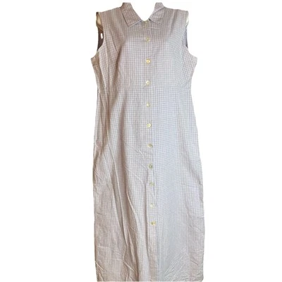 Cherokee Women's Gray Plaid Maxi Dress Size L 21x51 Mother of Pearl Buttons - Image 1 of 4