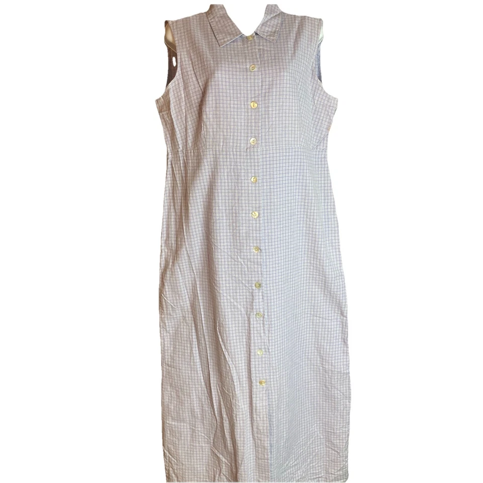 Vestido maxi feminino Cherokee cinza xadrez tamanho L 21x51 botões madrepérola - Imagem 1 de 4