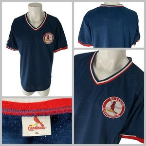 St. Louis Cardinals Jersey Men’s XL Navy Blue Mesh Polyester V-Neck YGI Q5-112 - Picture 1 of 12