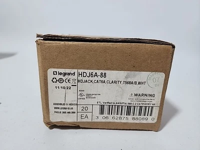 Legrand Cat 6A данных Jack белый коробка 19 P/N HDJ6A-88 - Изображение 1 из 3