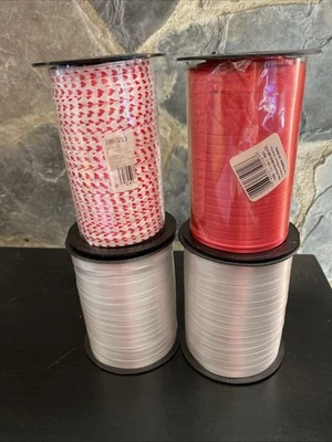Red Red Heart Silver Curling Ribbon 3/16 X500 Yds 4 New Spools 2000 Yards Total - Image 1 of 4