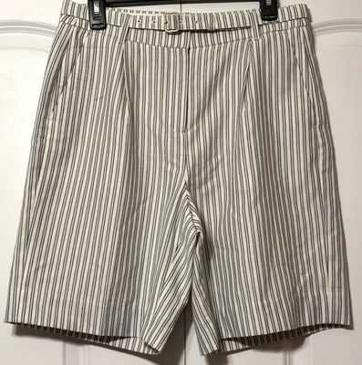 J. PANTALÓN CORTO CREW TIRO ALTO PLISADO FORRADO RAYAS AZUL BLANCO TALLA 6 NUEVO CON ETIQUETAS Foto 1 de 4