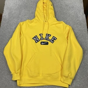 Felpa Nike Uomo L Vintage Y2K Argento Tag Ricamata Spell Out Hoodie Nuova senza etichette - Foto 1 di 13