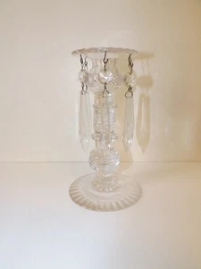 Antique Georgian Glass Lustre Candlestick - Picture 1 of 18