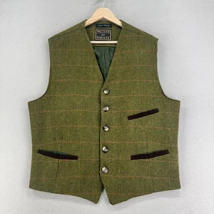Walker And Hawkes Vest Mens XXL Green Plaid Wool Waist Coat England Preppy VTG - Picture 1 of 8