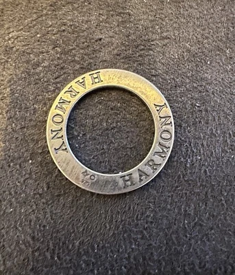 Harmony Affirmation 925 Solid Sterling Silver Circle Round Pendant Band Charm - Image 1 of 3